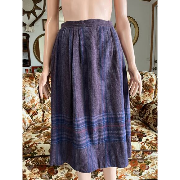 Vintage Pendleton 100% Virgin Wool Plaid Midi Skirt - Picture 1 of 7